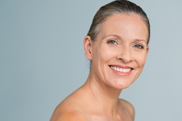Beauty mature aged woman smiling