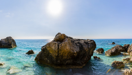 One of most beautful beches Kathisma on Lefkada island, Greece, Ionian Sea