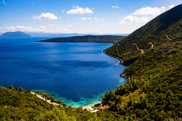 One of most beautful beches Mikros Gialos on Lefkada island, Greece, Ionian Sea