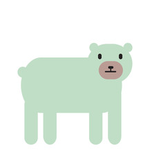 Cute polar bear, simple style. Flat vector illustration. Isolated on white background.
