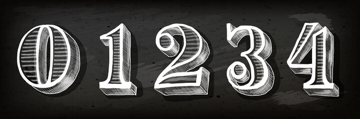 The set of numbers with a winter theme for Christmas. Vector hand drawn numbers. Vector chalk numbers. Vector doodle numbers. - obrazy, fototapety, plakaty