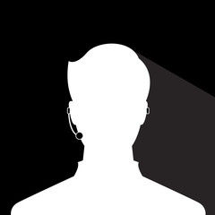 avatar head profile silhouette with shadow  call center male picture