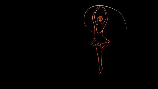 young ballet dancer animation with ribbon
