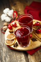 Hot cranberry drink with spices