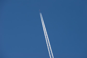 A aeroplane passes overhead
