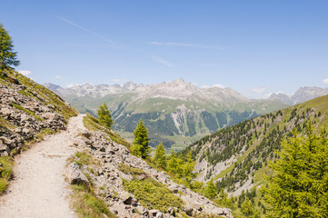 Muottas Muragl, St. Moritz, Val Muragl, Wanderweg, Panoramaweg, Alpen, Oberengadin, Graubünden,...