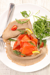 buckwheat crepe with smoked salmon