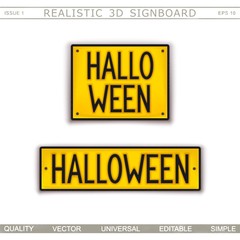 Halloween. Stylized car license plate. Top view. Vector design elements