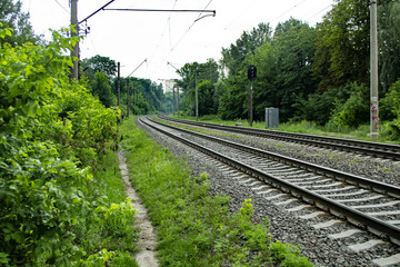 Old railroad tracks.