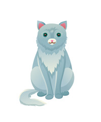 Cat Sitting Calmly Domestic Pet Vector Illustration
