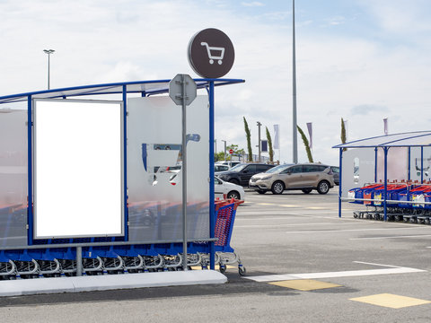 Outdoor Parking Lot At Shopping Center Poster Design Mockup