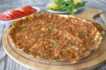 Turkish foods; Turkish pizza, lahmacun