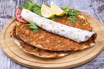 Turkish foods; Turkish pizza, lahmacun