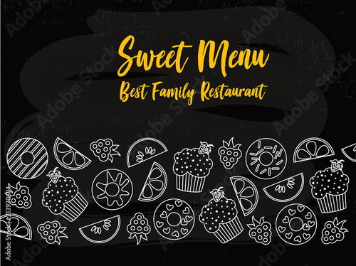 menu cover typography poster template text and food symbols on