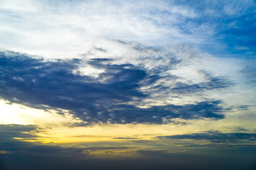 Blue and Golden Sky in the Evening for background, wallpaper