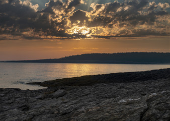 Orange Sunset on Casco Bay, Maine