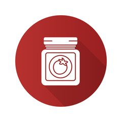 Tomato sauce jar flat design long shadow glyph icon