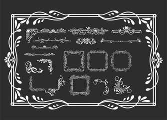Kit of Vector Vintage Elements for Invitations, Banners, Posters, Placards, Badges or Logotypes.
