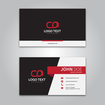 Red and black business card template