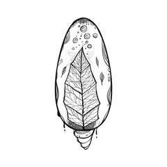 A light bulb with a leaf inside. It can be used for printing on t-shirts, cards, or used as ideas for tattoos, stickers.