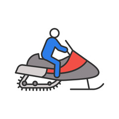 Man driving snowmobile color icon