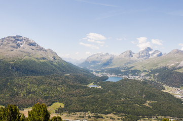 St. Moritz, St. Moritzersee, Stazersee, Oberengadin, Panoramaweg, Seenplatte, Muottas Muragl, Piz Julier, Alpen, Graubünden, Sommer, Schweiz