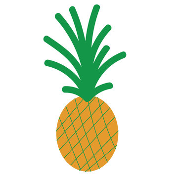 Pineapple isolated on white background. Cartoon pineapple. Vector illustration.