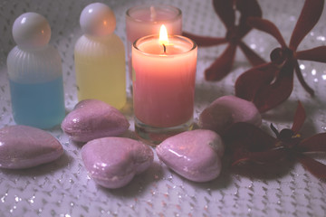 Soft focus relaxation spa set.