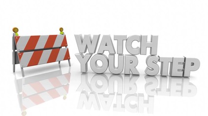 Watch Your Step Barricade Warning Avoid Risk 3d Animation