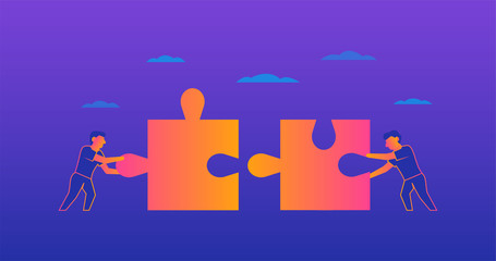 Teamwork Gradient illustration on violet background