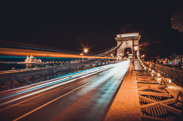 Fototapeta na wymiar Famous Chain Bridge in Budapest, Hungary