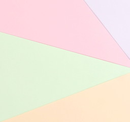 Abstract geometric paper background. Pale blue, yellow trend colors.Background pastel colors. Minimal concept. Flat lay, Top view. Copy space