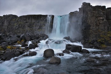 Fototapeta na wymiar Oxararfoss Waterfall Iceland