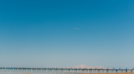 beautiful seascape view long bridge to the sea
