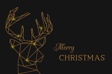 Goldener Elch Kopf und Geweih mit der Schrift Merry Christmas