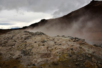 Hverir geothermal field and the fuming chimneys