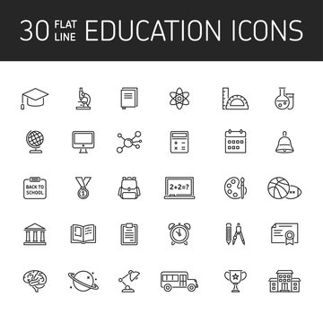 Line vector icon set education