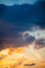 Clouds in the sky at sunset as background