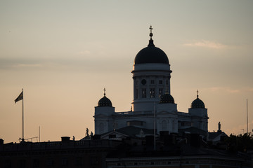 Helsinki Cathedral on sunset, Helsinki, Finland, Helsingin tuomiokirkko, Helsinki, Suomi