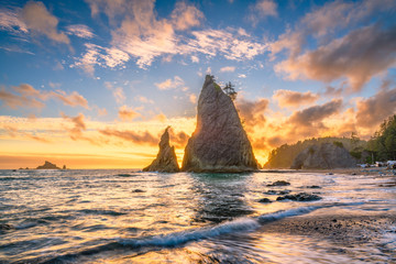 Olympic National Park, Washington, USA at Rialto Beach during sunset. © SeanPavonePhoto