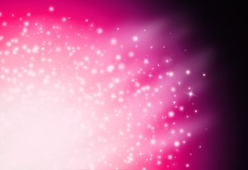 Pink glitter sparkles rays lights bokeh Festive Elegant abstract background.