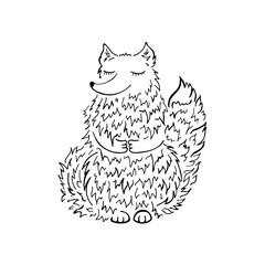 Fox sketch. Funny cartoon. Hand drawn vector illustration.