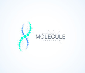 Molecule logo template, DNA helix icon. Vector illustration.