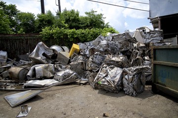 recycling metal at the recycling center, stainless steel, wire ect. 