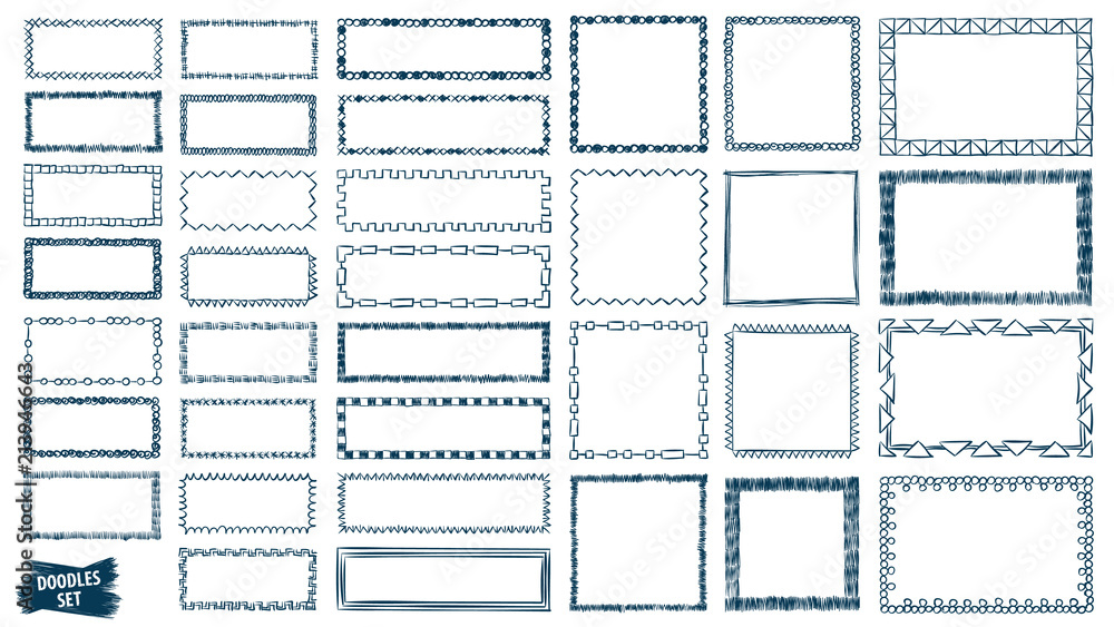 Poster doodles set. scribble collection. quirky sketches. scrawl elements. hand drawn effect vector. pen li