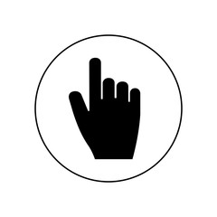 Finger clicks an icon, the logo