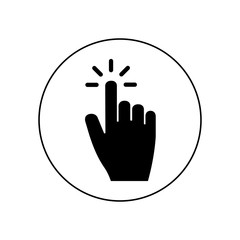 Finger clicks an icon, the logo