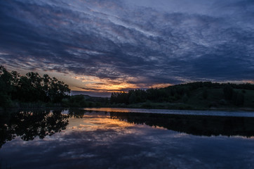 рассвет облака и вода