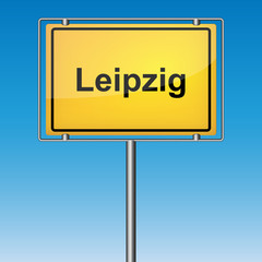 Ortsschild - Leipzig