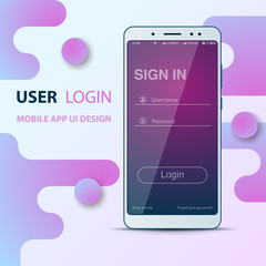User Interface design. Smartphone icon. Login and password. Vector eps 10